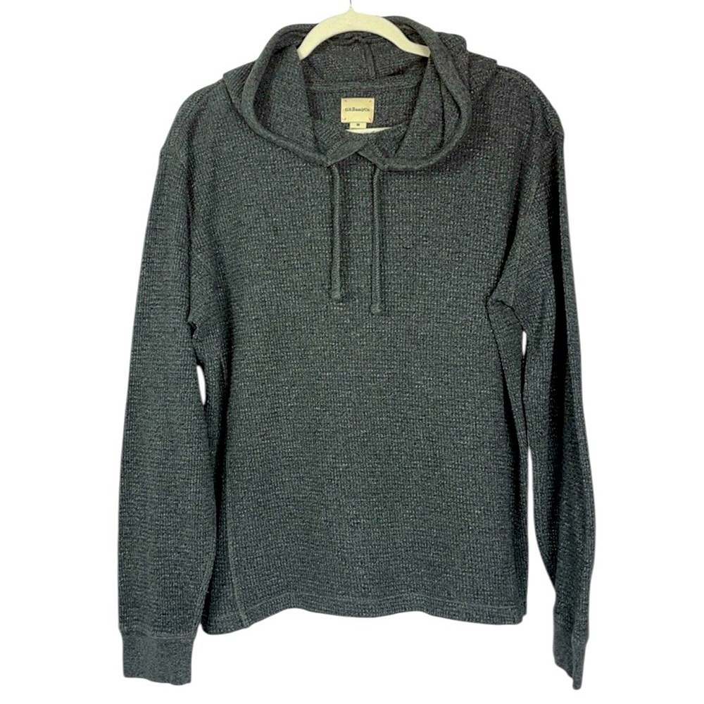 G.H.Bass&Co. popover hooded long sleeve thermal top Sz M Gray